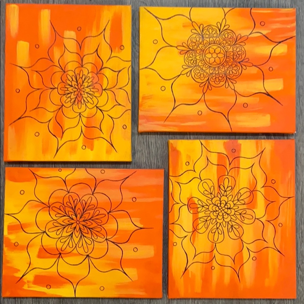 SMALL sunrise mandala orange yellow
